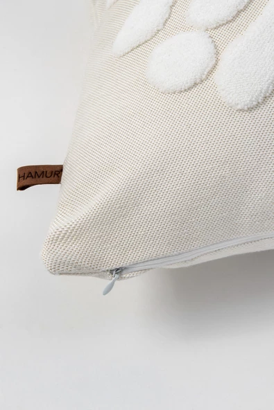 Bohem Özel Tasarım Punch Panç Desen Dekoratif Kırlent Kılıfı Boho Ecru - 3