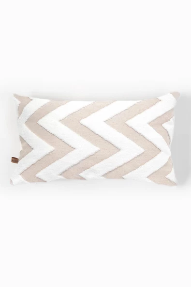 Bohem Özel Tasarım Punch Panç Desen Dekoratif Dikdörtgen Kırlent Kılıfı Line Bej ürün görseli 1