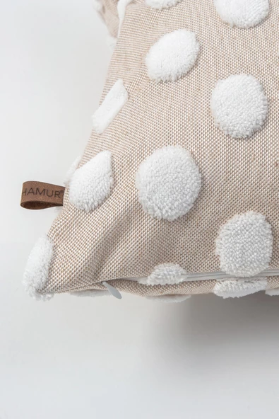 Bohem Özel Tasarım Punch Panç Desen Dekoratif Kırlent Kılıfı Point Bej - 2