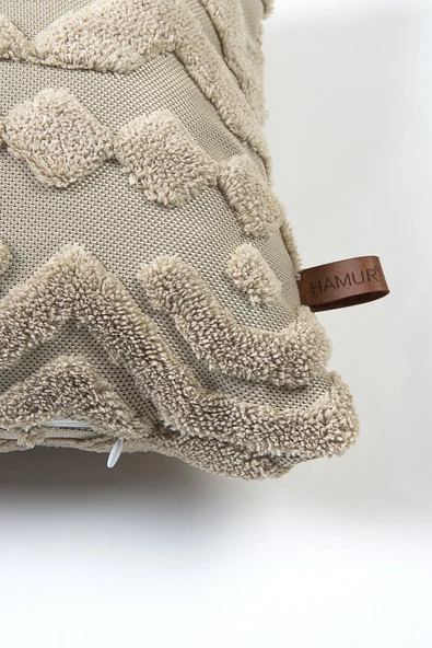 Bohem Özel Tasarım Punch Panç Desen Dikdörtgen Dekoratif Kırlent Kılıfı Letta Natural - Resim 3