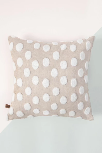 Bohem Özel Tasarım Punch Panç Desen Dekoratif Kırlent Kılıfı Point Bej