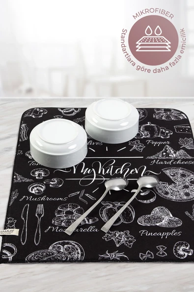 Bulaşık Kurutma Matı 42x50 Cm Pedi Kurulama Bezi Örtüsü Mf-072 - Resim 4