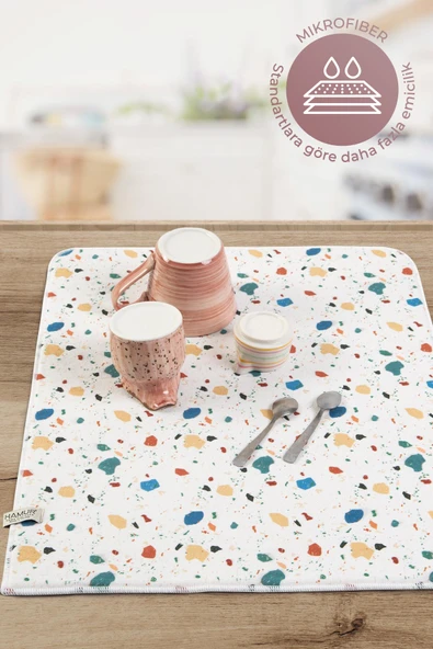 Bulaşık Kurutma Matı 42x50 Cm Pedi Kurulama Bezi Örtüsü Mf-077 - Resim 4