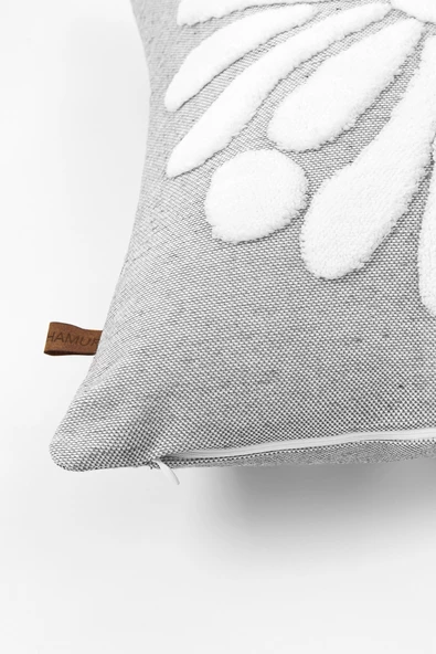 Bohem Özel Tasarım Punch Panç Desen Dekoratif Kırlent Kılıfı Boho Gri - 3