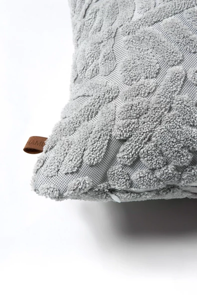 Bohem Özel Tasarım Punch Panç Desen Kare Dekoratif Kırlent Kılıfı Forest Gri - Resim 3