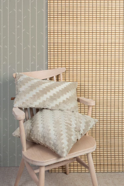 Bohem Özel Tasarım Punch Panç Desen Dekoratif Kırlent Kılıfı Zigzag Natural - 2