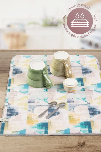 Bulaşık Kurutma Matı 42x50 Cm Pedi Kurulama Bezi Örtüsü Mf-073 - Resim 4