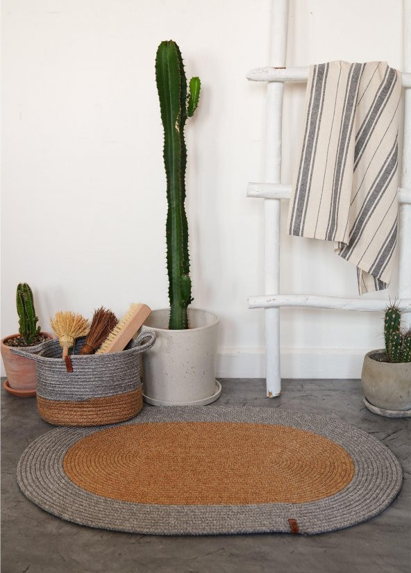The Mia SPT0046 Jutte Oval Halı Bambu Gri 60x90 Cm - 3
