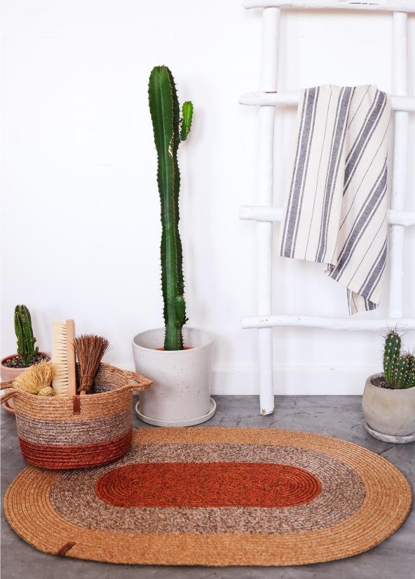 The Mia SPT0048 Jutte Oval Halı Bambu Kiremit 60x90 Cm - 3