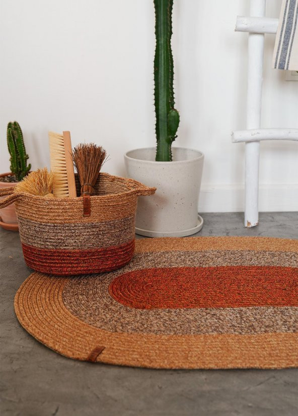 The Mia SPT0048 Jutte Oval Halı Bambu Kiremit 60x90 Cm - 4
