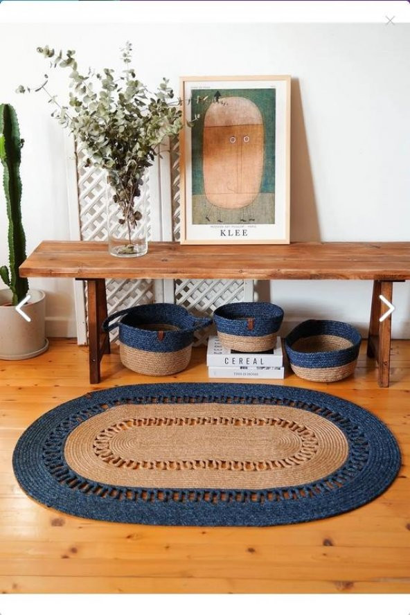 The Mia SPT0050 Jutte Oval Halı Bambu Lacivert 80x120 Cm - 2