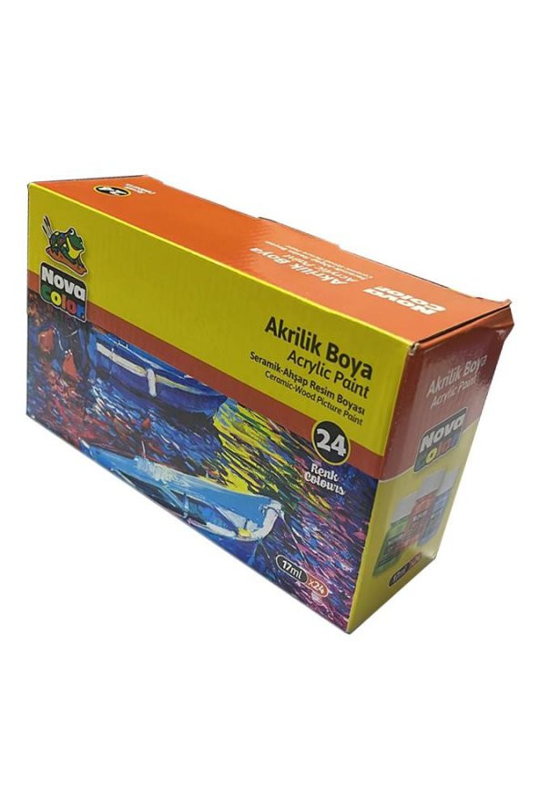 Akrilik Boya 24 Renk 17 ml 1 Paket Nova Color Akrilik Boya Seti 24 Lü Kağıt Tuval Ahşap Cam Duvar Metal Boyama - 2