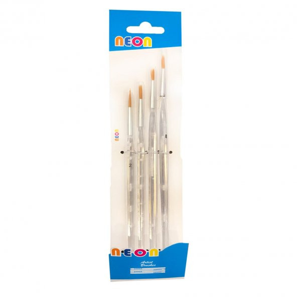 Neon Plus Suluboya Fırça Seti 4 lü 2-4-6-8 Numara Fırça