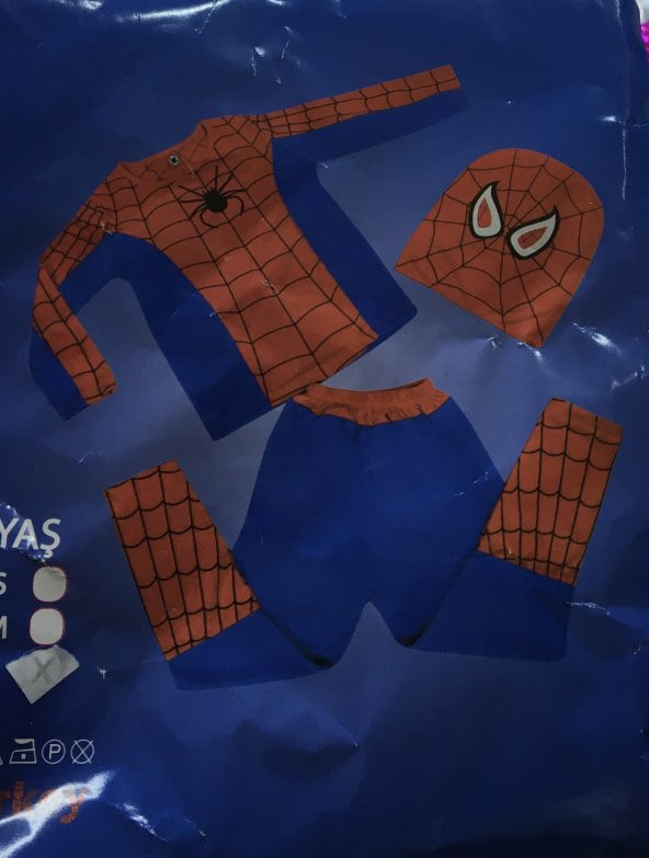 Örümcek Adam Kostümü Maskeli - Çocuk Spiderman Kostümü 9-10 Yaş
