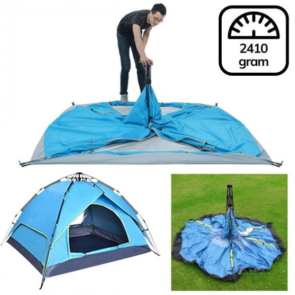 BUFFER® Otomatik Kurulumlu Kamp Çadırı 4-5 Kişilik (200x200) - 4