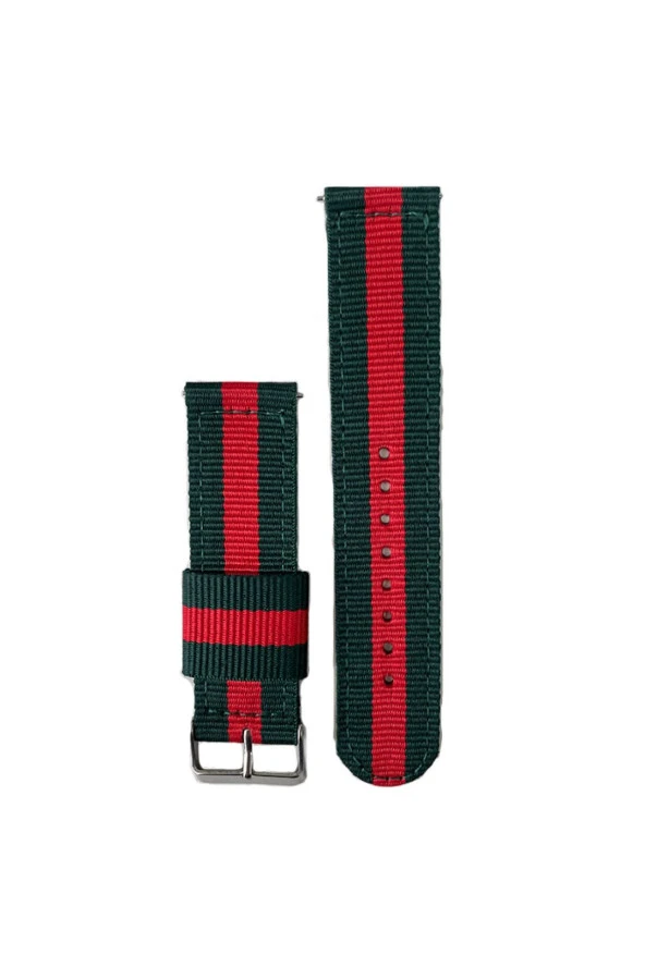 Samsung Galaxy Watch 4 Classic 46 Mm 890 Için Pantheon Şeritli Kordon Kayış Yeşil Kırmızı ürün görseli 1