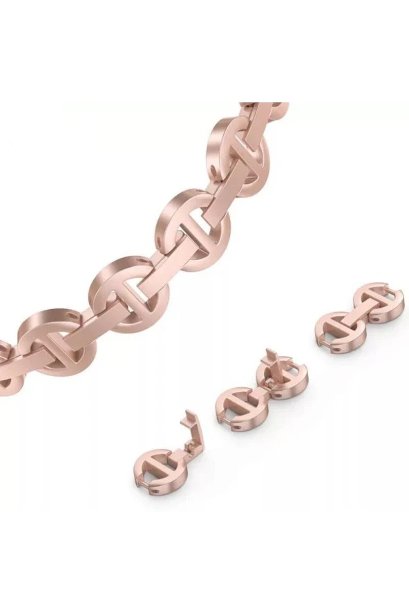 Realme Watch S - S Pro Için Uyumlu Pırlanta Görünümlü Taşlı Zincir Kordon Rose Gold - 2