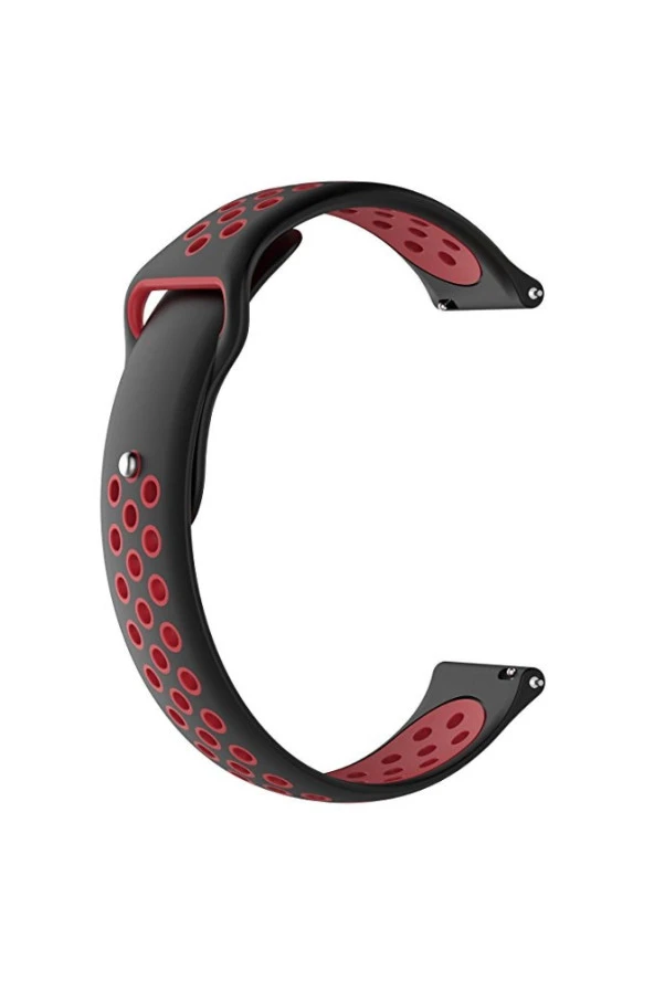Samsung Galaxy Watch 4 Classic 42 Mm R880 Için Delikli Spor Kordon Siyah Kırmızı