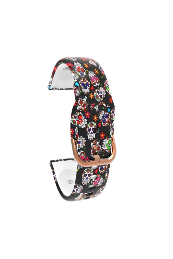 Samsung Galaxy Watch 4 Classic 46 Mm R890 Için Desenli Silikon Kordon Renkli Kurukafa ürün görseli 1