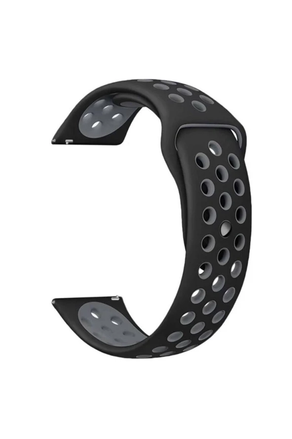 Samsung Galaxy Watch 4 40 Mm R860 Için Delikli Spor Kordon Siyah Gri