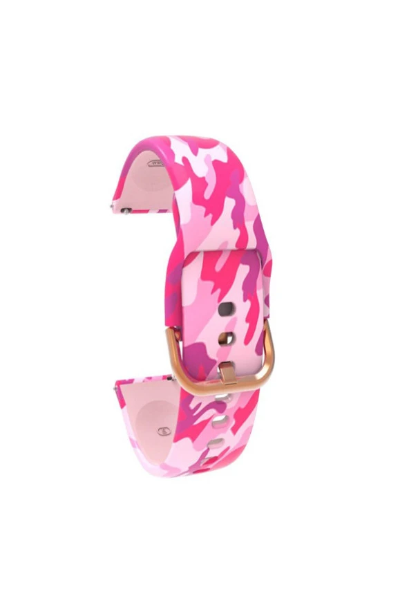 Honor Watch Gs Pro Uyumlu  Desenli Silikon Kordon Pembe Kamuflaj