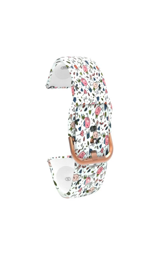 Amazfit Stratos - Stratos Pace 2 - Stratos 3 Için Desenli Silikon Kordon Pembe Kuş
