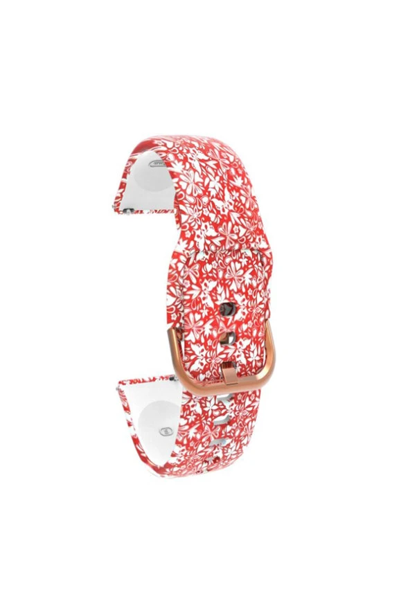 Huawei Watch Gt - Gt 2 46 Mm - Gt 2 46 Mm Pro Için Desenli Silikon Kordon Kırmızı Kelebek ürün görseli 1