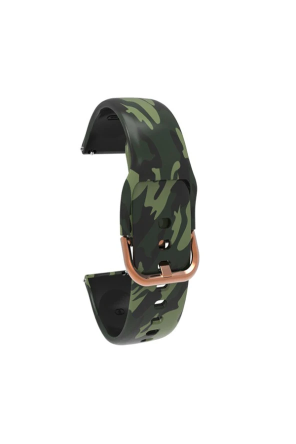 Garmin 245 - 245 Music Için Desenli Silikon Kordon Yeşil Kamuflaj