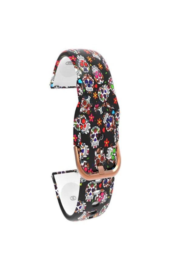 Garmin Venu - Venu Sq - Venu Sq Music Için Desenli Silikon Kordon Renkli Kurukafa