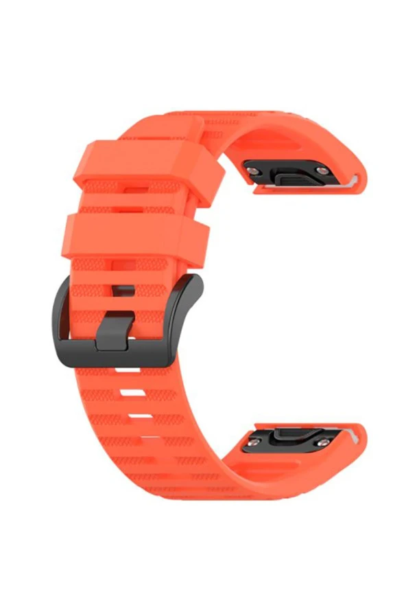 Garmin Quatix 5 Uyumlu Quick Fit Özellikli Silikon Kordon Kayış Nektarin