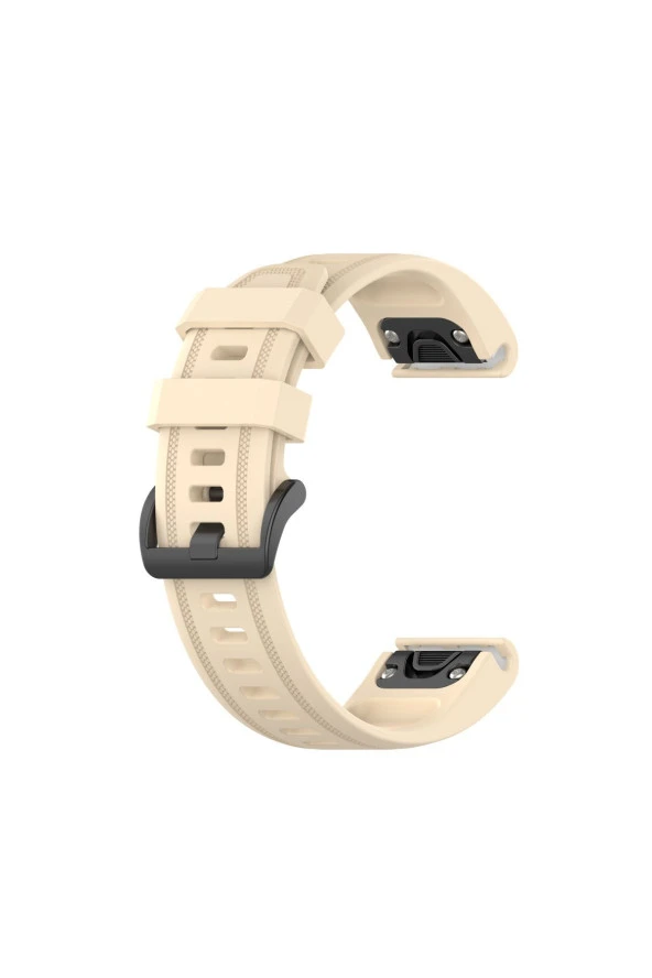 Garmin Fenix 5s - 5s Plus Için Quick Fit Özellikli Silikon Kordon Kayış Krem