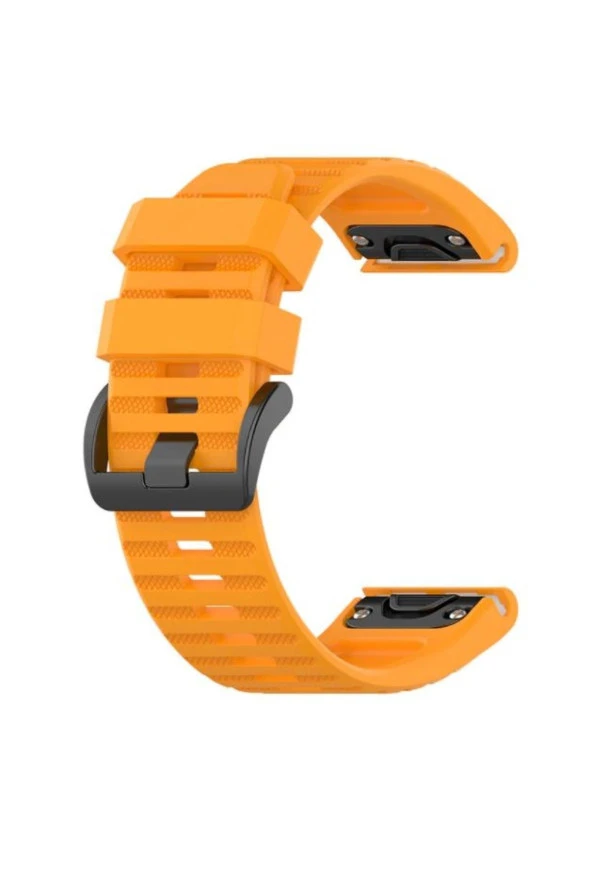 Garmin Quatix 6 - 6 Sapphire Için Quick Fit Özellikli Silikon Kordon Kayış Turuncu