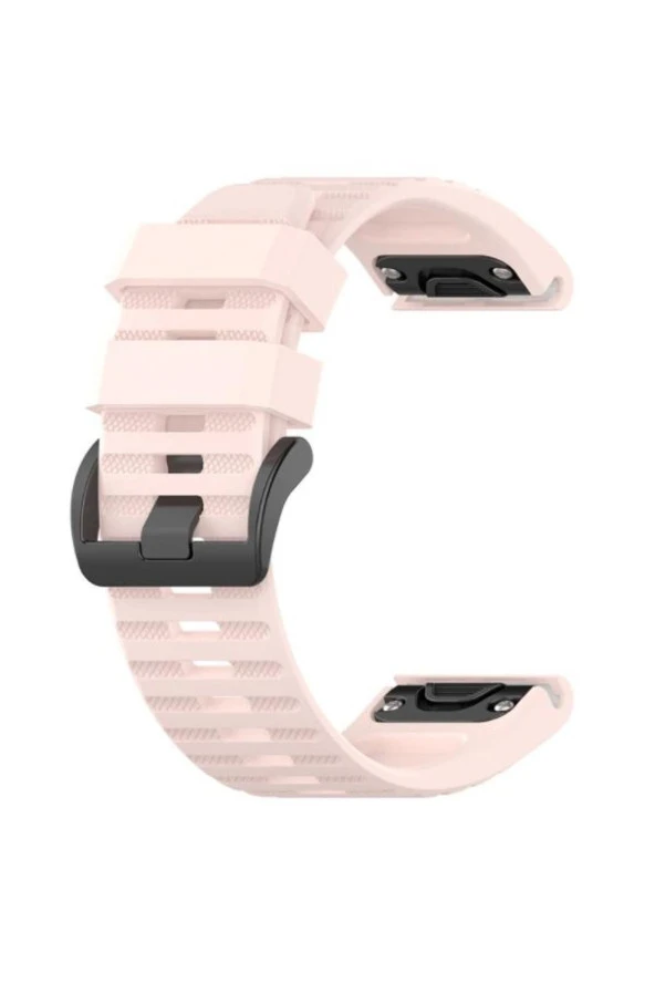 Garmin Fenix 5x Için Quick Fit Özellikli Silikon Kordon Kayış Açık Pembe