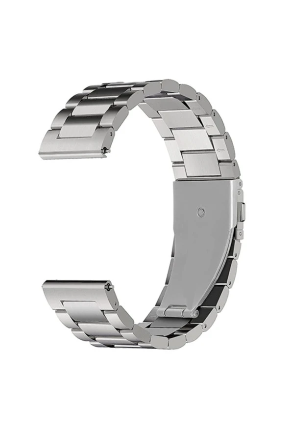 Amazfit Gts - Gts 2 - 2e - 2 Mini İçin Uyumlu Metal Tokalı Dişli Kordon Gümüş