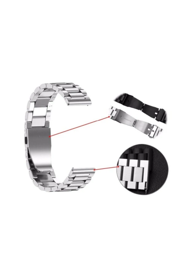 Garmin Vivoactive 4 Için Metal Tokalı Dişli Kordon Gümüş - 2