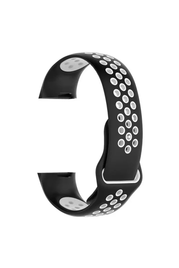 Fitbit Charge 3 Için Large Beden(l Sıze) Delikli Silikon Kordon Siyah Beyaz