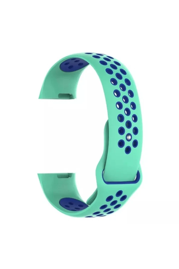 Fitbit Charge 3 Için Large Beden(l Sıze) Delikli Silikon Kordon Turkuaz Mavi