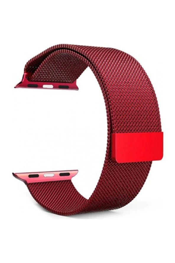 Apple Watch Seri 1 2 3 42 Mm Için Metal Milanese Kordon Kırmızı