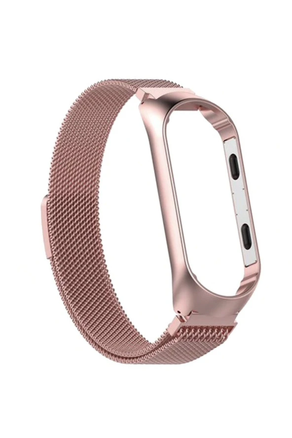 Mi Band 4 - Mi Band 3 Için Mıknatıslı Metal Kordon Rose