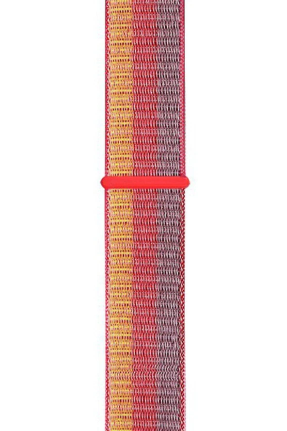 Kırmızı Çizgili Realme Watch S Pro Uyumlu Dokuma Kordon