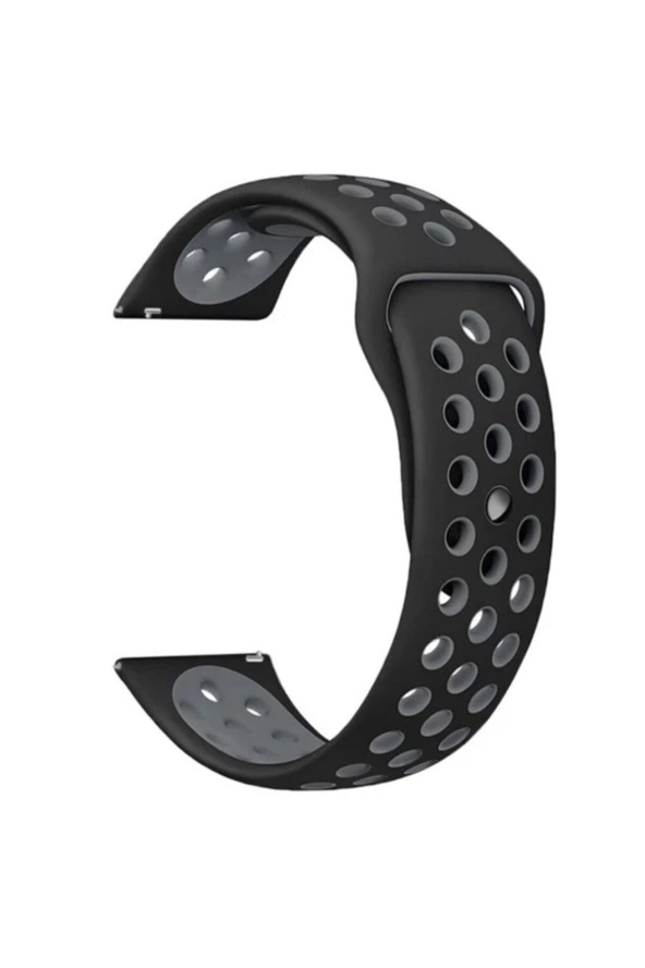 Siyah Gri Realme Watch S Pro Uyumlu Delikli Silikon Kordon ürün görseli 1