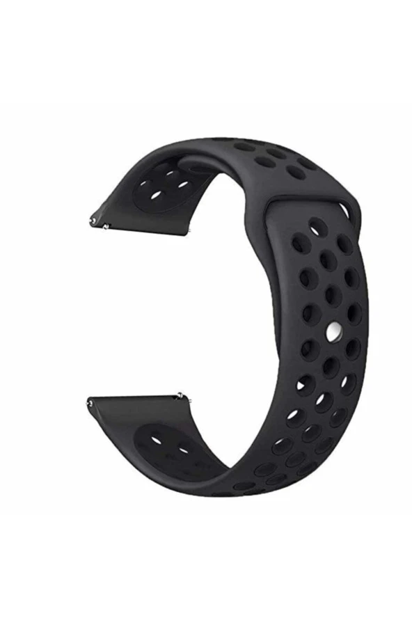 Garmin Vivomove 3 Için Delikli Silikon Kordon Kayış Siyah Siyah