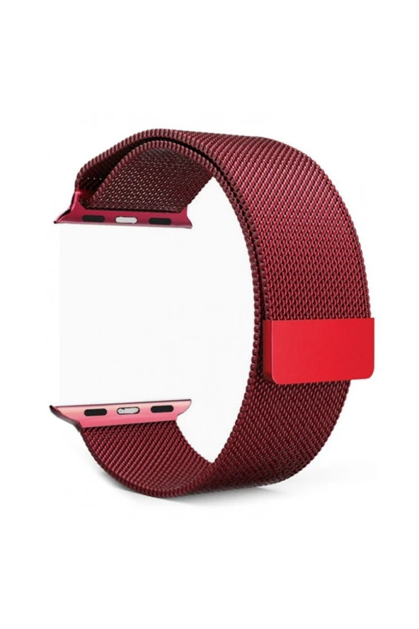 Apple Watch Seri 1 2 3 38 mm Için Metal Milanese Kordon Bordo