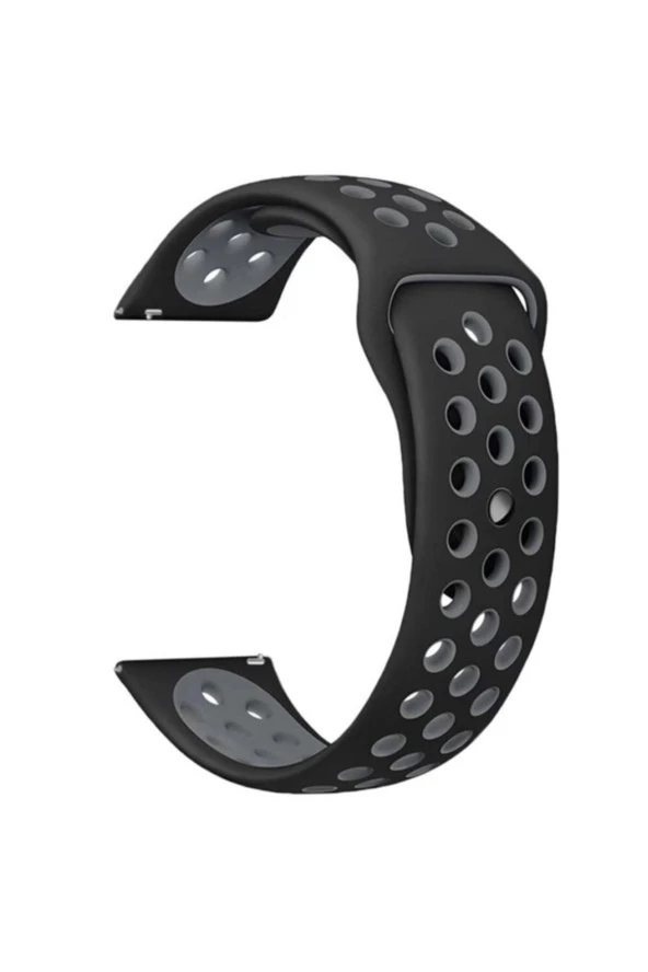 Amazfit Health Watch(bip 2) Için Delikli Silikon Kordon Kayış Siyah Gri