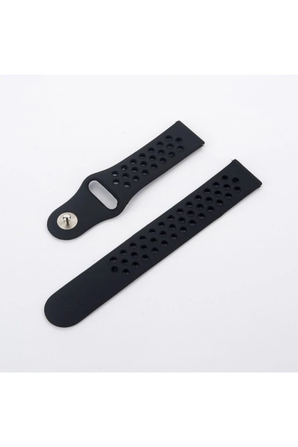 Amazfit Gtr 47 Mm Lite Için Delikli Silikon Kordon Kayış Füme Siyah ürün görseli 1