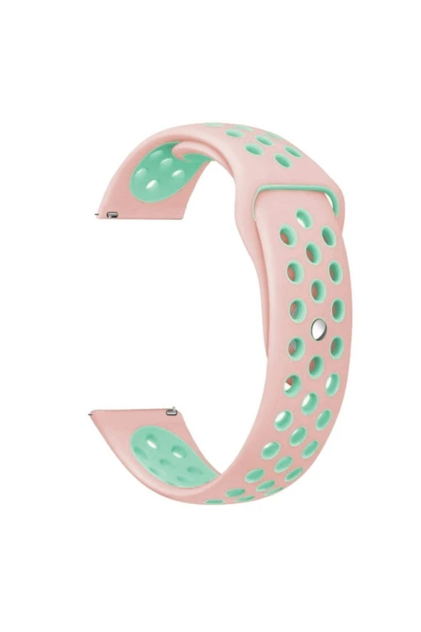 Haylou Ls01 Uyumlu Delikli Silikon Kayış Pembe Turkuaz Kordon