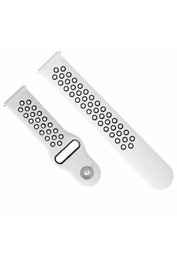 Garmin Forerunner 745 Için Delikli Silikon Kordon Kayış Beyaz Siyah ürün görseli 1