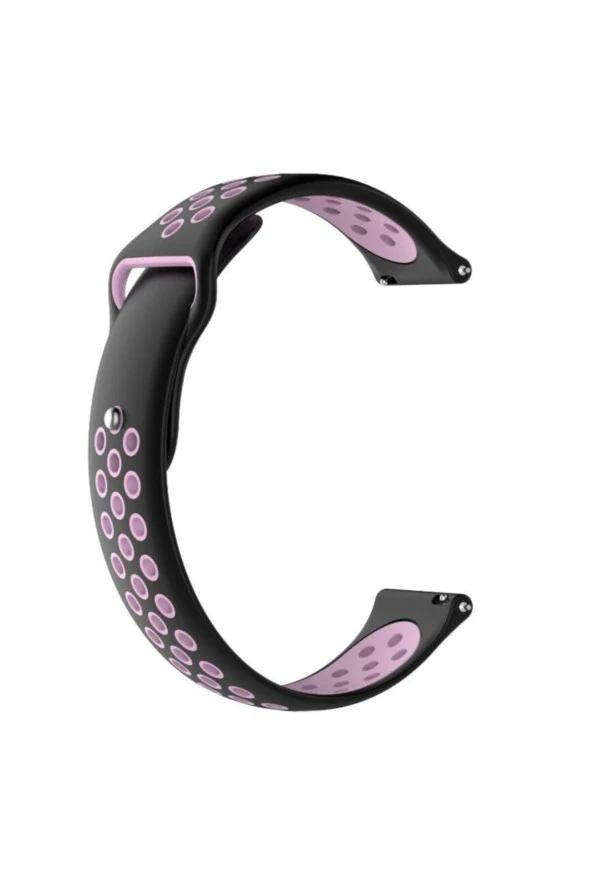 Amazfit Gtr 2 Için Delikli Silikon Kordon Kayış Siyah Pembe