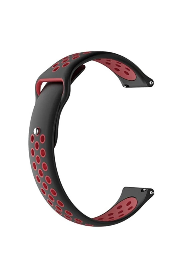 Amazfit Gtr 2e Için Delikli Silikon Kordon Kayış Siyah Kırmızı