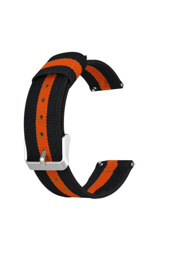 Amazfit Pop Pro Için Pantheon Şeritli Kordon Siyah Turuncu